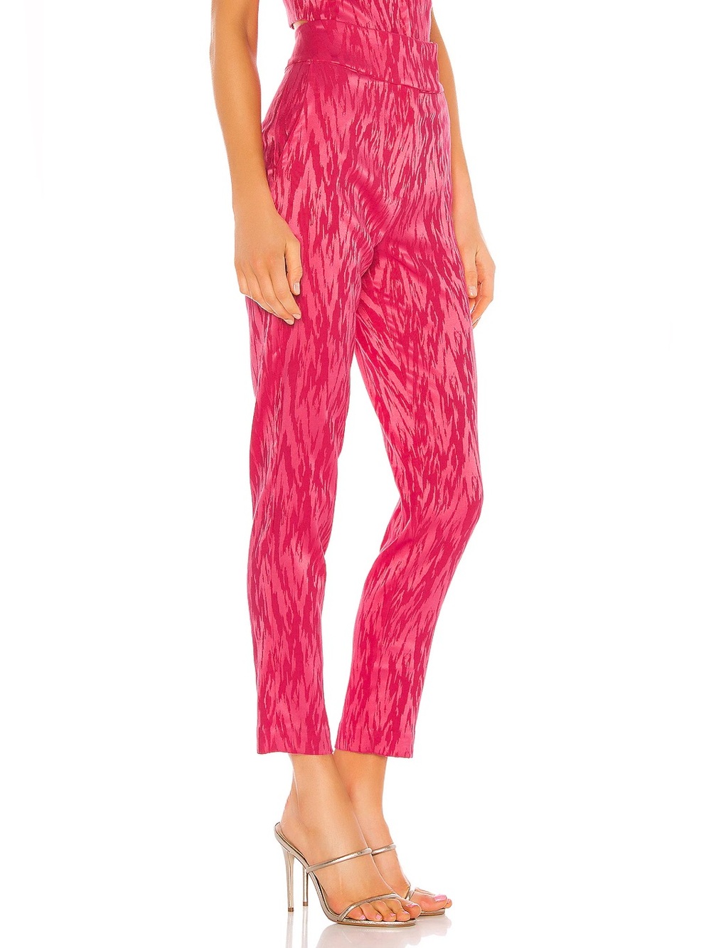 NBD Jorja Pant Fuchsia Pink Zebra Satin Trousers Revolve Size Medium NWT